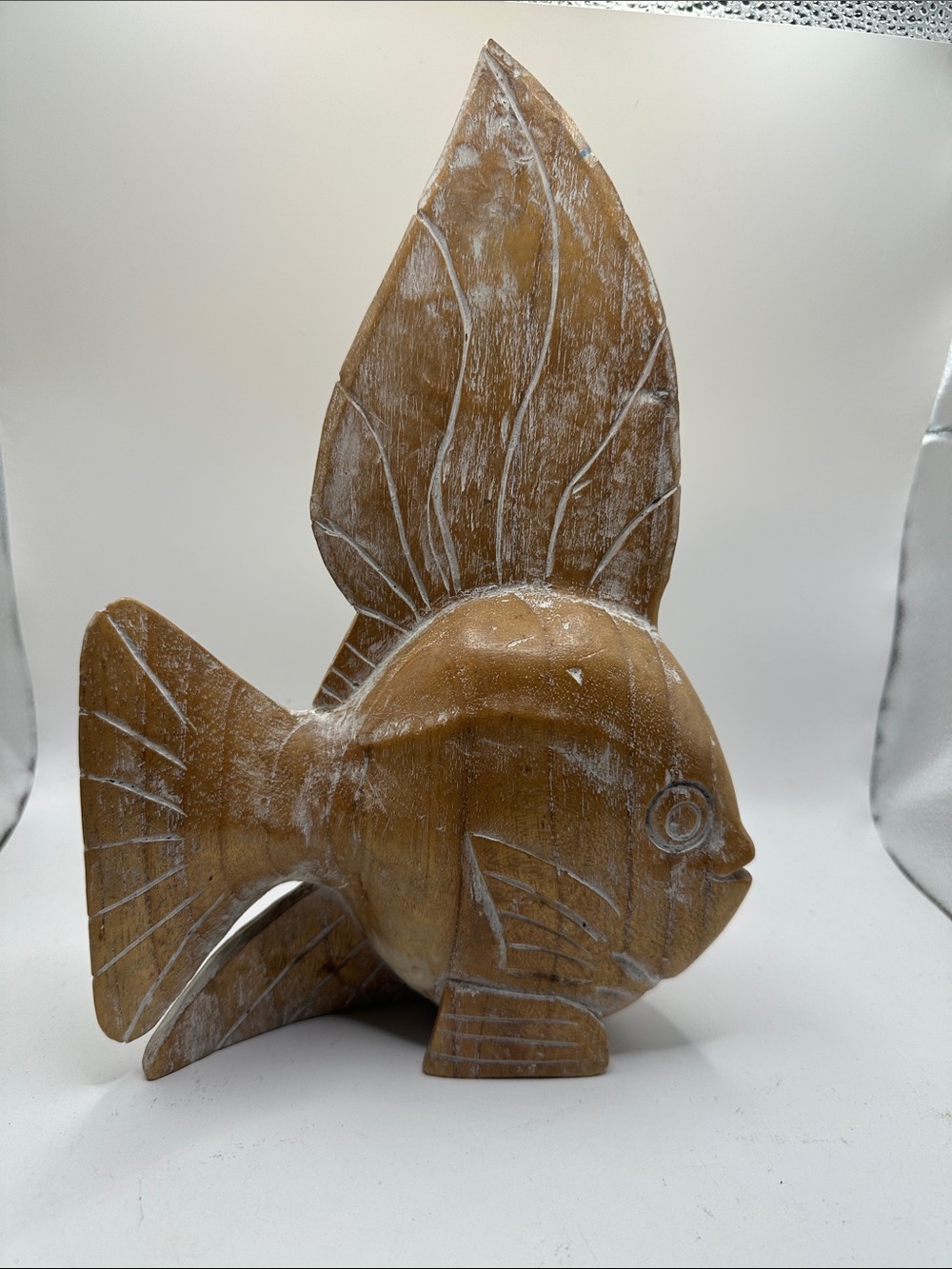 Handcrafted Wooden Fish Décor - Tan